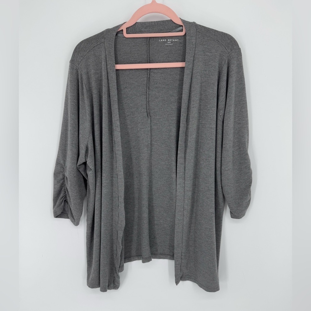 Lane Bryant Women's Neutral Lightweight Gray Open-Front Cardigan Plus Size 18/20